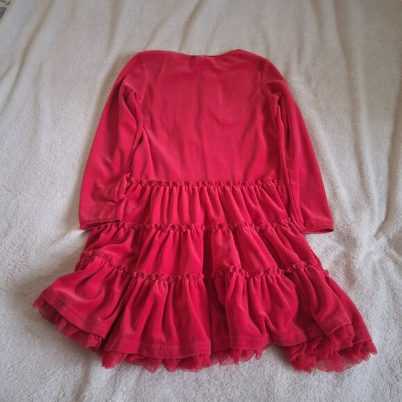 Hanna Andersson Girl's Size 130 (8) Red Velvet Long Sleeve Tiered Holiday Dress - Picture 8 of 8